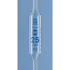 PIPETA VOLUMÉTRICA CL. AS 10 mL ESGOT. PARCIAL 2 MARCAS GRAV. ESMALTE AZUL BRAND