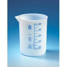 BEAKER EM ETFE 250mL FORMA BAIXA GRADUAÇÃO EM AZUL BRAND