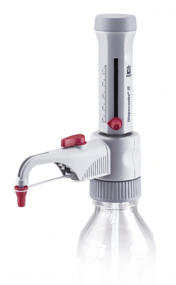 DISPENSADOR ANALÓG. 0,5-5,0ml DISPENSETTE S C/ VALV.SAFETY PRIME  BRAND (P/ REAG. E SOLUÇÕES)