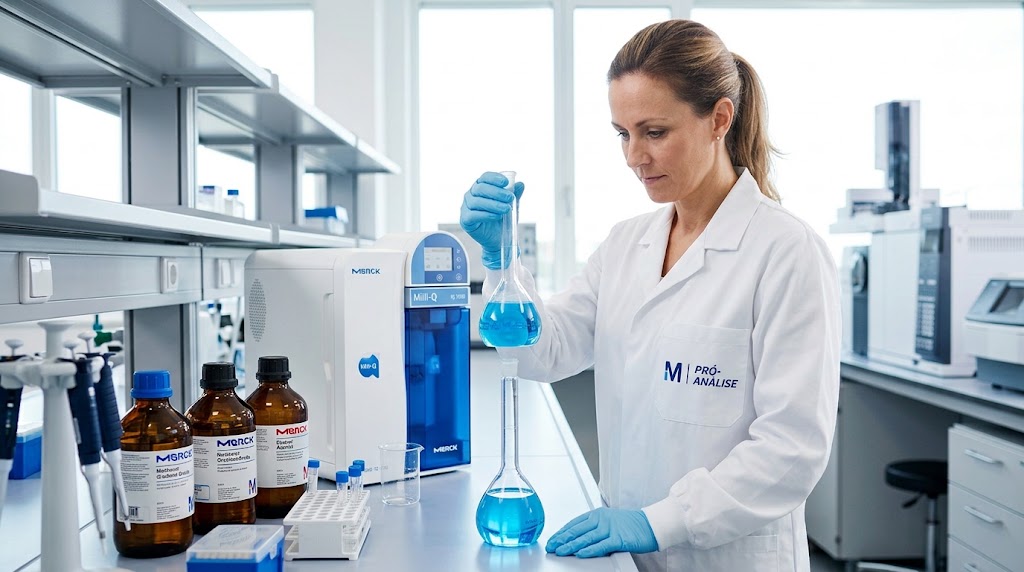 Profissional com produto Merck